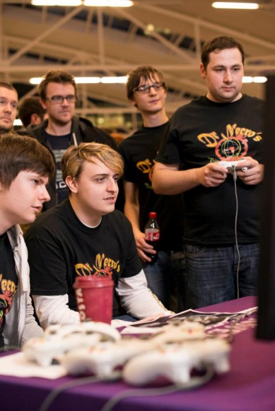 Playing Dr. Necro's Time of Death - A few members of the team playing the game together at the Derby University Games Expo.